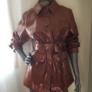 Topshop vinyl jacket coat L NEW